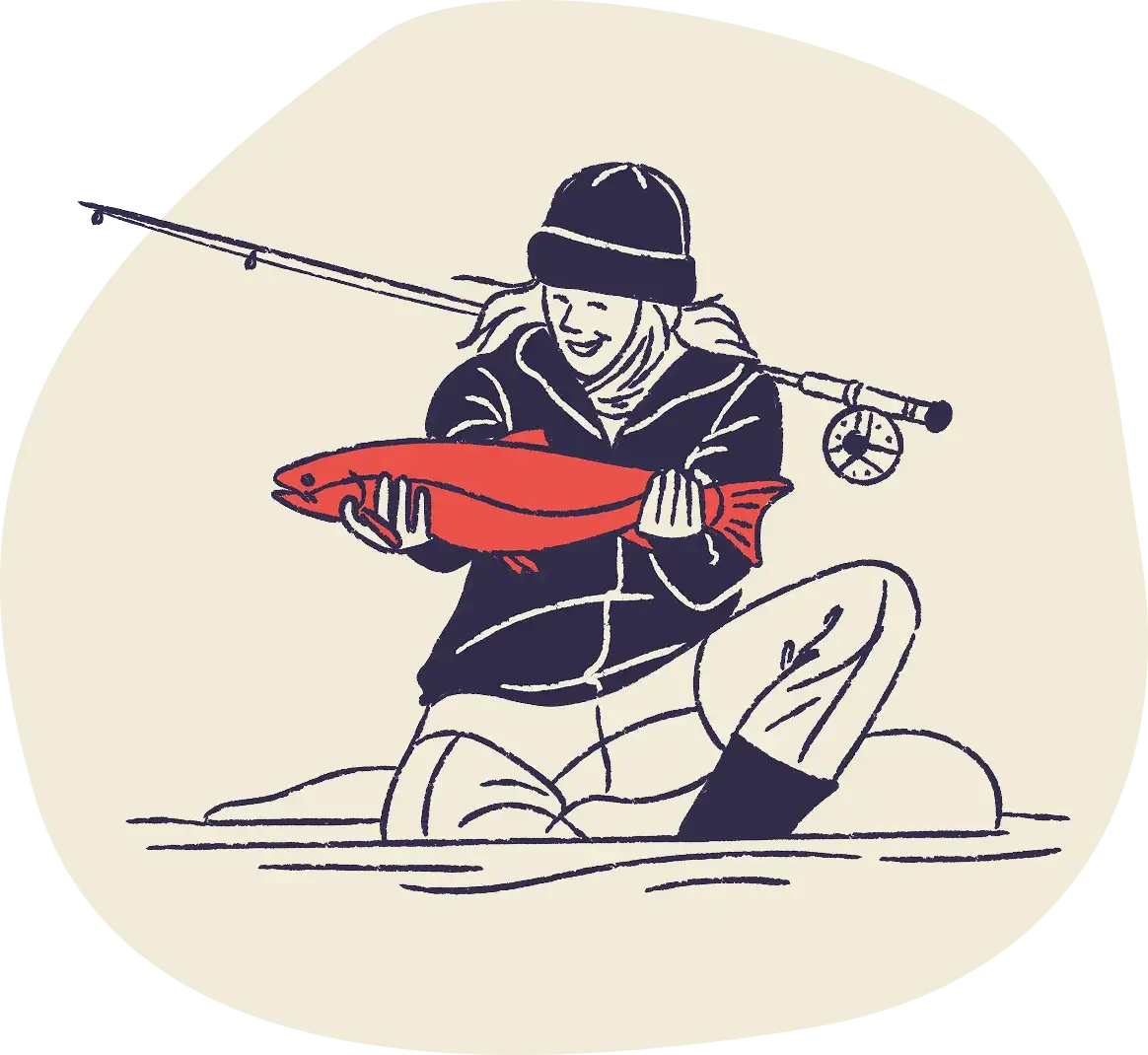 Illustration sport hunting and fishing